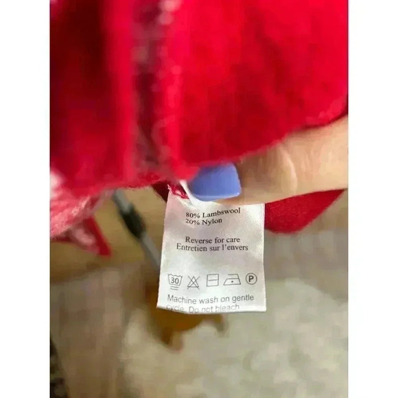 Alpspur Knit Wool Blend Cardigan Sweater Red and White Size M. READ DESC - Picture 5 of 8